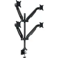 Multibrackets M VESA Gas Lift Arm Quad - Monteringssæt (klemme til montering på skrivebord, 4 artikulerende arme) - for 4 LCD displays - aluminium - sort - skærmstørrelse: 15-32