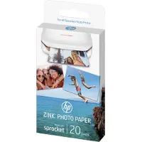 HP 1AH01A Sprocket 2x3 Premium Zink klæbende bagside fotopapir, 20 ark - Kompatibel med Sprocket-fotoprintere