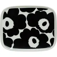 Marimekko Unikko tallerken 12x15 cm Sort/Hvid