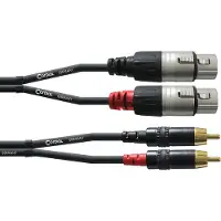 Cordial CFU 3 FC, 2 x RCA, Hanstik, 2 x XLR (3-pin), Hanstik, 3 m, Sort
