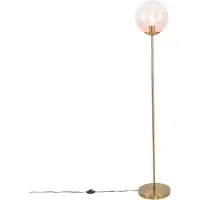 QAZQA Art Deco gulvlampe messing med pink glas - Pallon