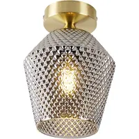 QAZQA Art Deco loftslampe messing med røgglas - Karce