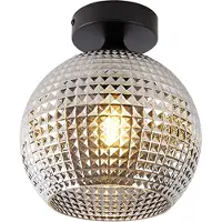 QAZQA Art Deco loftslampe sort med røgglas - Sphere