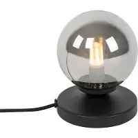 QAZQA Moderne bordlampe sort med røgglas - Athen