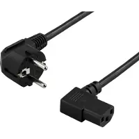 Deltaco DEL-111D - Strømkabel - power CEE 7/7 (han) vinklet til power IEC 60320 C13 vinklet - AC 250 V - 10 A - 10 m - sort