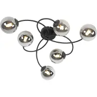 QAZQA Moderne loftslampe sort 6-lys med røgglas - Athen