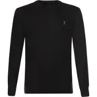 Ralph Lauren Polo Ralph Laurentil mænd. 710760121001 Custom Slim Fit sort bomuldst-shirt (L), Casual, Lange ærmer