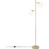 QAZQA Art Deco gulvlampe guld med opalglas 2-lys - Pallon