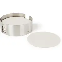 Blomus 6 stykker coaster -s?t med indehaver af rustfrit st?l - Moonbeam (fl?de) Coastere