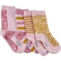 Minymo Strømper - 5-pak - Rosa m. Striber - - 15/18 - Strømper