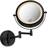 QAZQA Design badeværelsesspejl sort inkl. LED justerbar IP44 - Vicino
