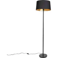 QAZQA Moderne gulvlampe sort med sort skærm 45 cm - Simplo