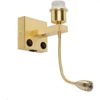 QAZQA Art Deco væglampe guld med USB og fleksibel arm - Brescia Combi