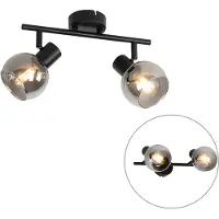 QAZQA Art Deco loftslampe sort med røgglas 2-lys - Vidro