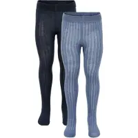 Minymo Strømpebukser - 2-pak - Solid Rib - Navyblå/Blåmeleret - - 80/86 - Strømpebukser