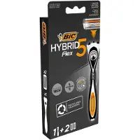 BIC Hybrid 5 Flex genopfyldelig barbermaskinest til mnd og Nano-Tech Titanium 5-blads genopfyldninger - ske med 1+2