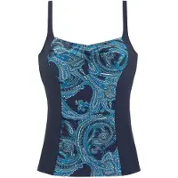 LASCANA Tankini-overdel blå / ensian / orange / hvid