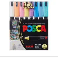 Posca Tuscher - PC-1MR - 8 stk. - Afdæmpede Farver - - OneSize - Tusch