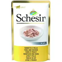 Schesir tun med kylling (gelé) vådfoder til katte (poser)