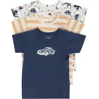 Hust and Claire T-shirt - 3-pak - Asmo - Hvid/Blå/Gul - - 68 - T-Shirt