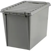SmartaSaker Opbevaringskasse Recycled 65 grå - 61 ltr. med låg 59x39x43 cm - (1 stk.)