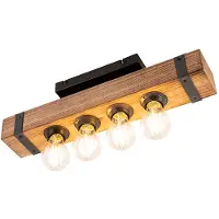 QAZQA Smart industriel loftslampe træ med stål inkl. 4 WiFi A60 - Reena