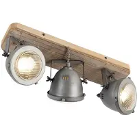 QAZQA Smart Spotlight stål med træ vipbar inkl. 3 WiFi GU10 - Emado
