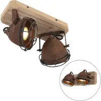 QAZQA Smart spotlight rustbrun med træ inkl. 2 WiFi GU10 - Gina