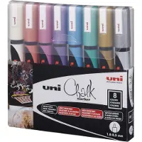 Uni-Ball Uni Chalkmarker PWE-5M Metallic sæt - med 8 stk. ass. farver