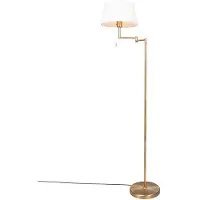 QAZQA Klassisk bronze gulvlampe med justerbar hvid lampeskærm - Ladas Fix