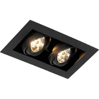QAZQA Smart indbygningsspot sort 2-lys justerbar inkl. 2 Wifi GU10 70mm - Oneon 70