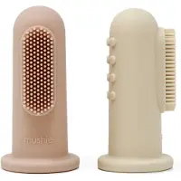 Mushie Baby Finger Tandb?rste (Blush/Shifting Sand) 2-Pak