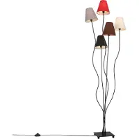 QAZQA Design gulvlampe sort med stofskærme 5-lys - Melis
