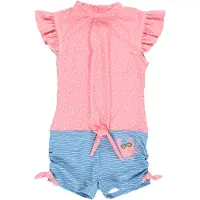Playshoes Badedragt pastelblå / gammelrosa / hvid