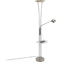 QAZQA Stål gulvlampe med læsearm inkl. LED og USB-port - Sevilla