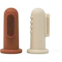 Mushie baby finger tandbørste (ler/skiftende sand) 2-pakke