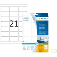 Herma Special - Papir - mat - genpositionerbar selv-klæbende - hvid - 63.5 x 38.1 mm 525 etikette(r) (25 ark x 21) adresseetiketter