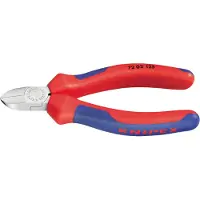 Knipex 72 02 125, Diagonal tang, Krom-vanadium-stål, Plast, Blå, Rød, 125 mm, 109 g