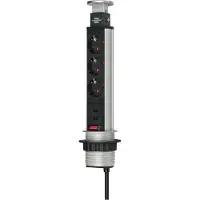 Brennenstuhl Tower Power USB-Charger Desktop Extension Socket - Stikdåse - output-stikforbindelser: 3 - 2 m ledning - sort, aluminium
