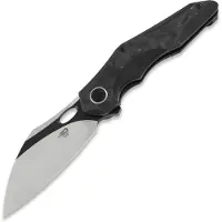 Bestech Nogard - Blackwash + Satin - Black Red Marble CF foldekniv, sort