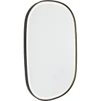 QAZQA Badeværelsesspejl sort inkl. LED 3-trins dæmpbar med touch oval - Miral