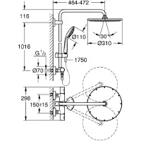 GROHE Euphoria 310 Brusesystem med termostat - Poleret Hård Grafit