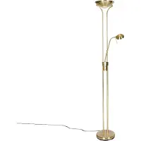 QAZQA Moderne gulvlampe messing med læselampe inkl. LED Dim to Warm - Diva