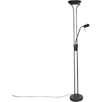 QAZQA Moderne gulvlampe sort med læselampe inkl. LED dim to warm - Diva