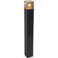 QAZQA Stående udendørslampe sort 70 cm IP44 med røgglas - Danmark