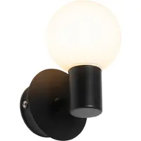 QAZQA Moderne væglampe sort IP44 - Cederic Up