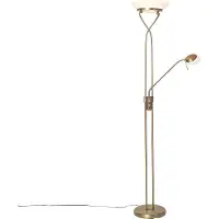 QAZQA Bronze gulvlampe inkl. LED og lysdæmper med læselampe - Empoli