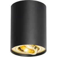 QAZQA Loft Spotlight Sort med Guld roterbar og vippbar - Rondoo Up