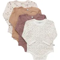 Pippi Baby Bodyer l/æ - 4-pak - Burlwood - - 56 - Body L/Æ