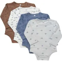 Pippi Baby Bodyer l/æ - 4-pak - Blue Mirage - - 2 år (92) - Body L/Æ